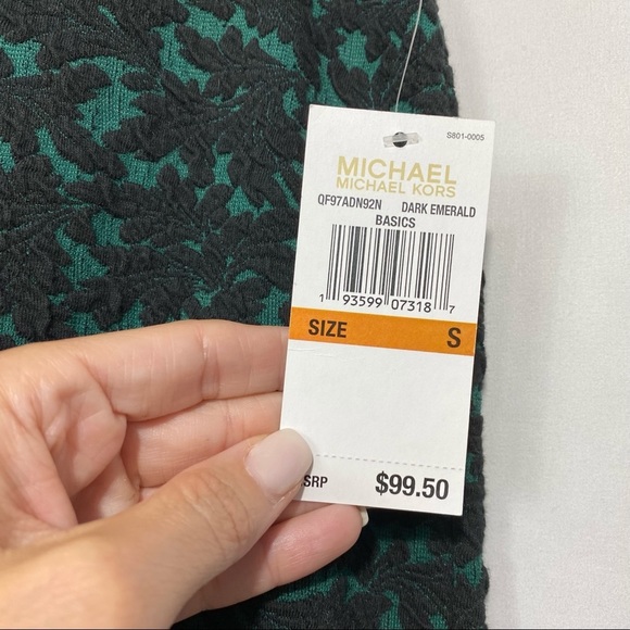NWT-Michael Kors-Green and Black Embroidered Straight Skirt S - Picture 6 of 7